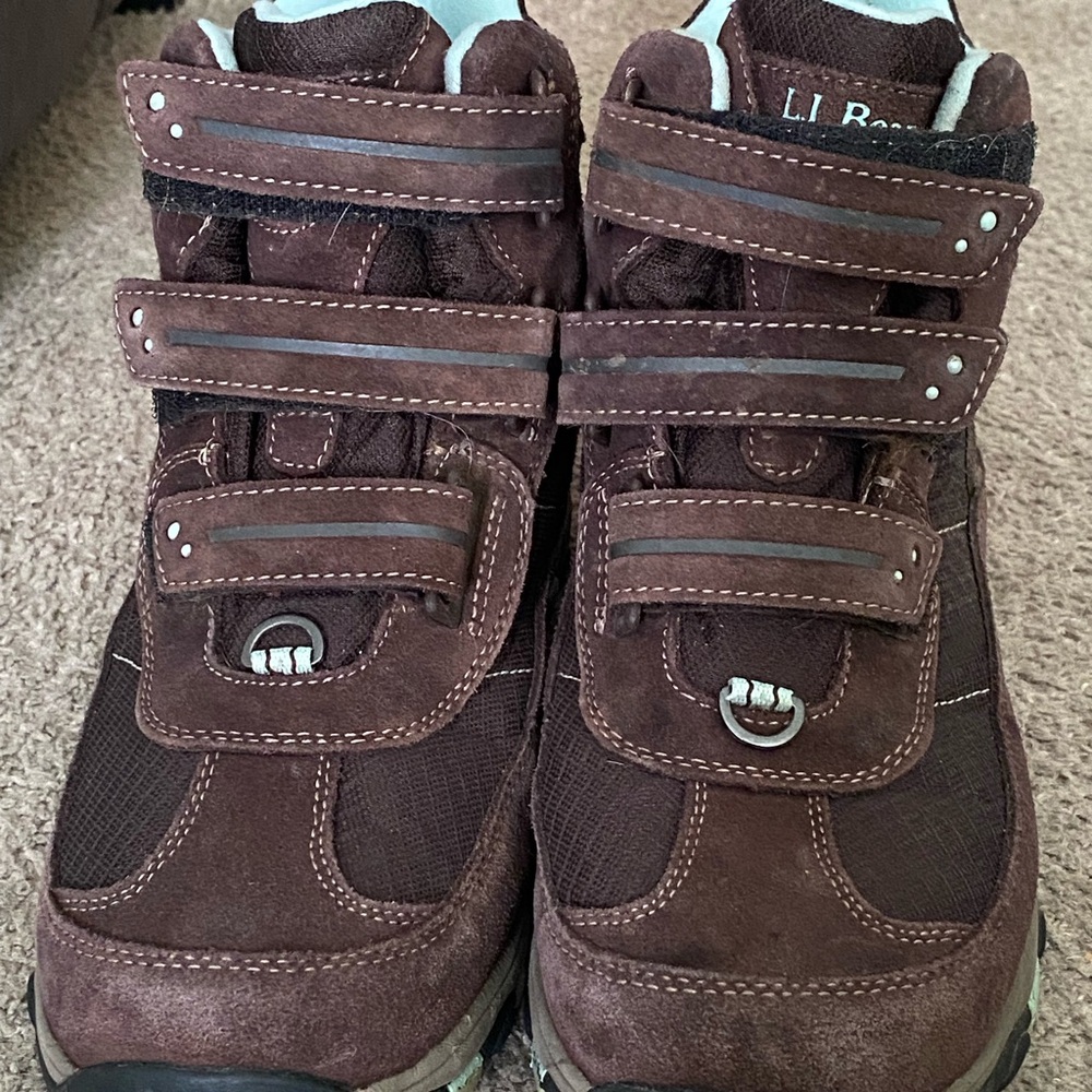 L.L. Bean Boots Women’s 9m Waterproof Suede Brown W/Light Blue/Green Accents